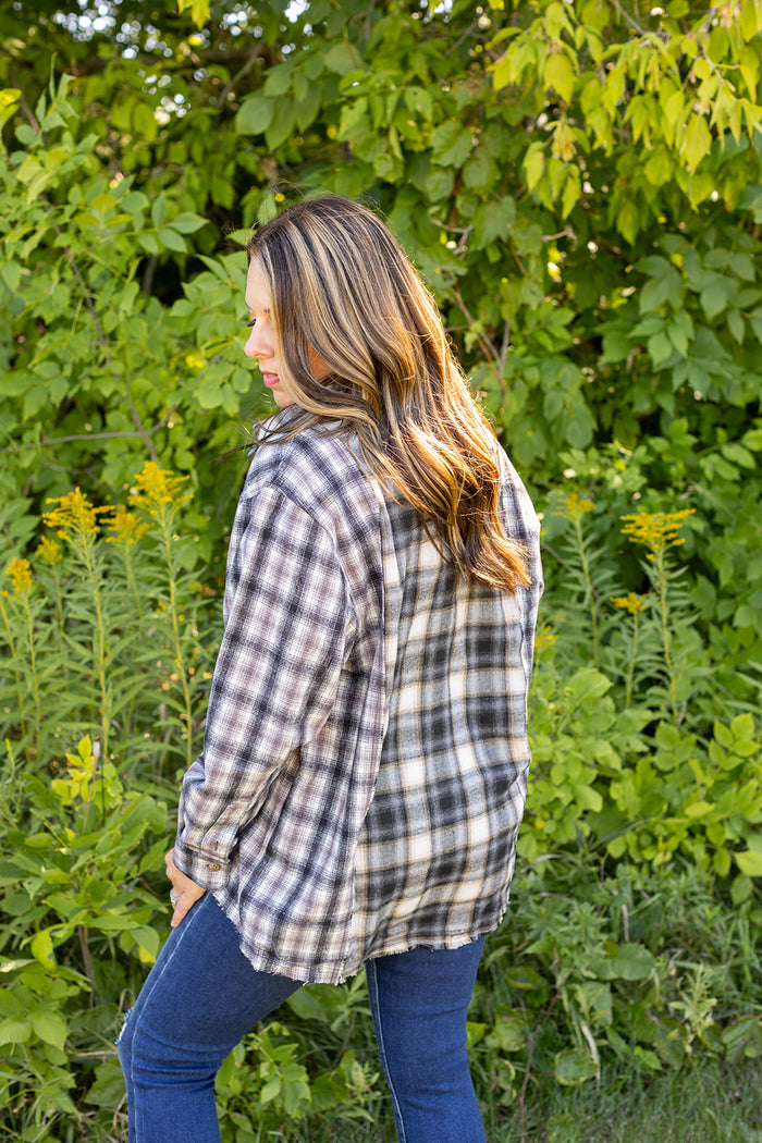 Time To Waste Black Plaid Top - *LOW STOCK*