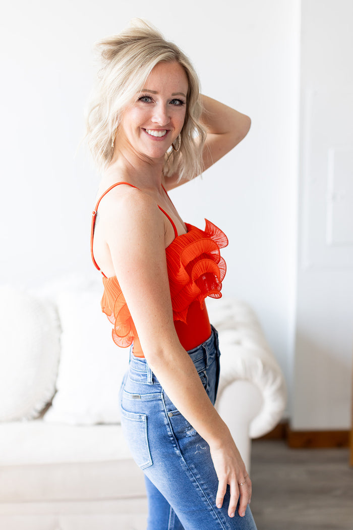 Light It Up Pleated Flounce Ruffle Bodysuit - *LOW STOCK*
