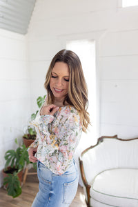 Impress Me Floral Sleeve Off White Bodysuit - *LOW STOCK*