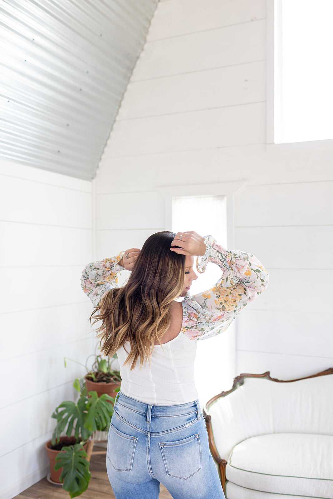 Impress Me Floral Sleeve Off White Bodysuit - *LOW STOCK*