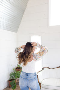 Impress Me Floral Sleeve Off White Bodysuit - *LOW STOCK*