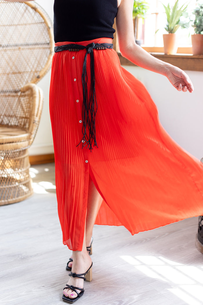 Worth The Callout Pleated Maxi Skirt