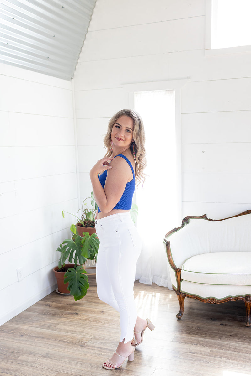Listen Up Cobalt Blue Ribbed Tank - *LOW STOCK*