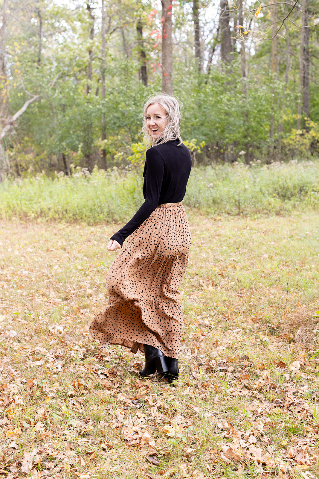 Spotted maxi hot sale skirt
