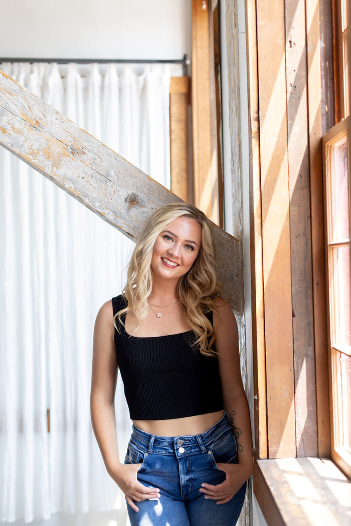 Paths Cross Black Ribbed Tank - *LOW STOCK*
