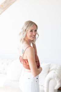 Feeling Flirty Satin Tie Front Crop Tank