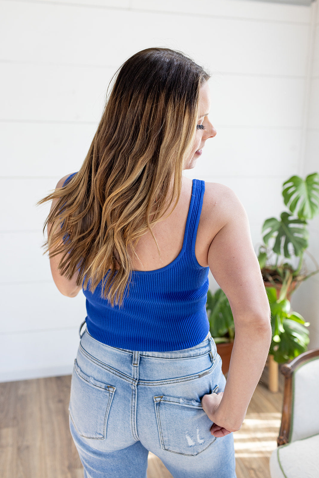 Listen Up Cobalt Blue Ribbed Tank - *LOW STOCK*
