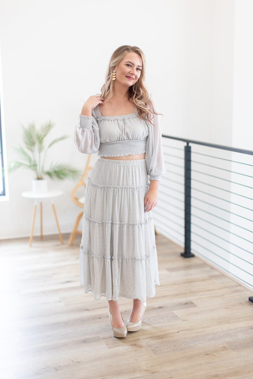 Time To Shine Gold Sparkle Tiered Midi Skirt - *LOW STOCK*