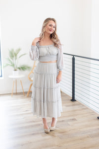 Time To Shine Gold Sparkle Tiered Midi Skirt - *LOW STOCK*