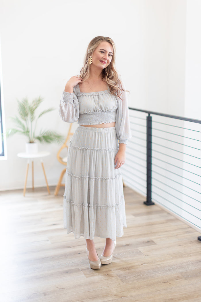 Time To Shine Gold Sparkle Tiered Midi Skirt - *LOW STOCK*