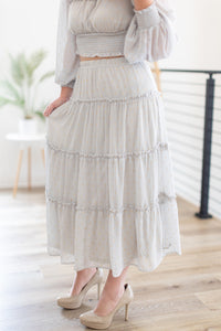 Time To Shine Gold Sparkle Tiered Midi Skirt - *LOW STOCK*