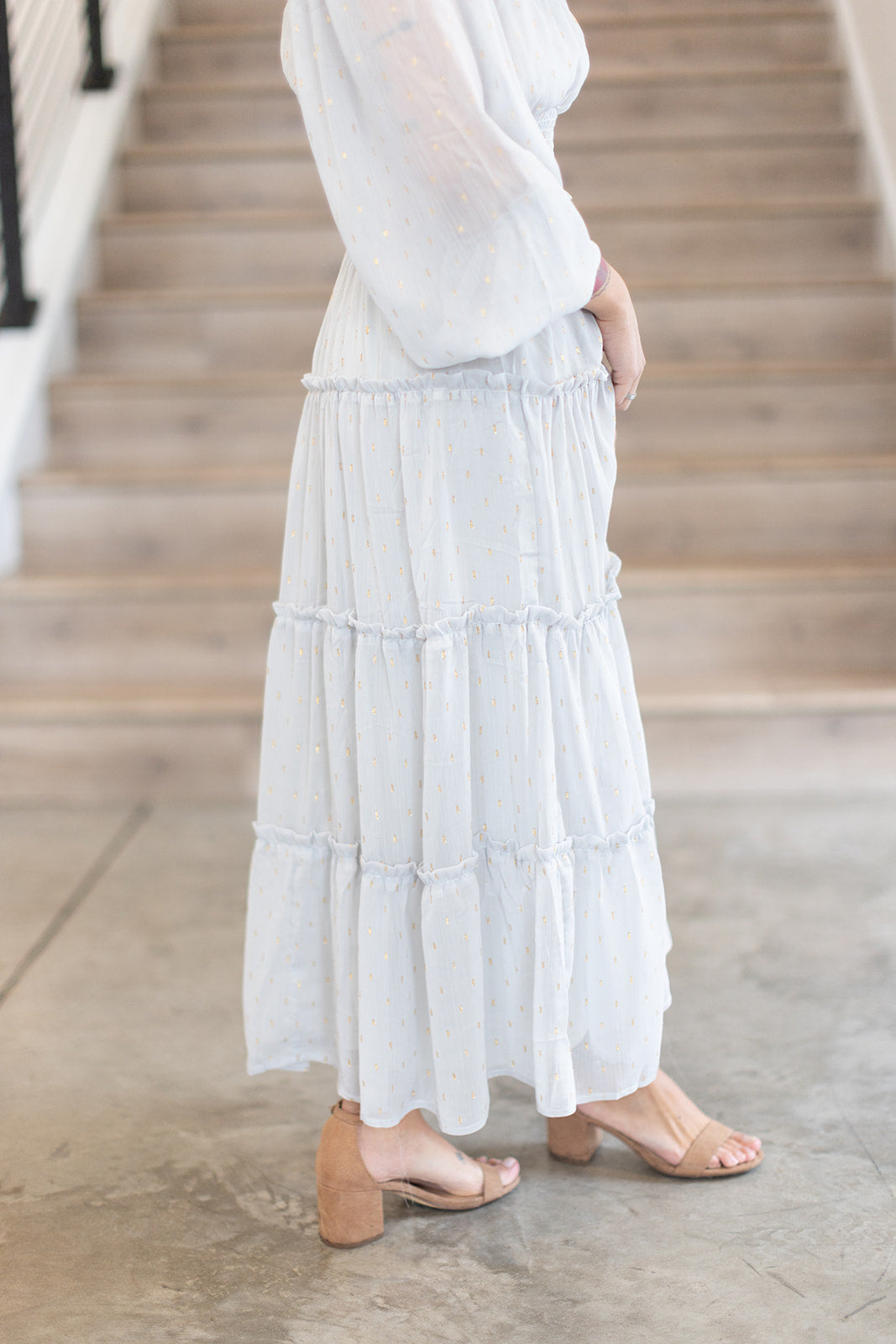 Time To Shine Gold Sparkle Tiered Midi Skirt - *LOW STOCK*