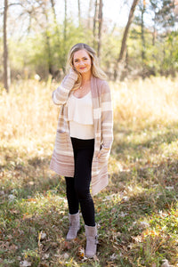 Makin' It Look Easy Taupe Stripe Heavy Cardigan - *1 LEFT*