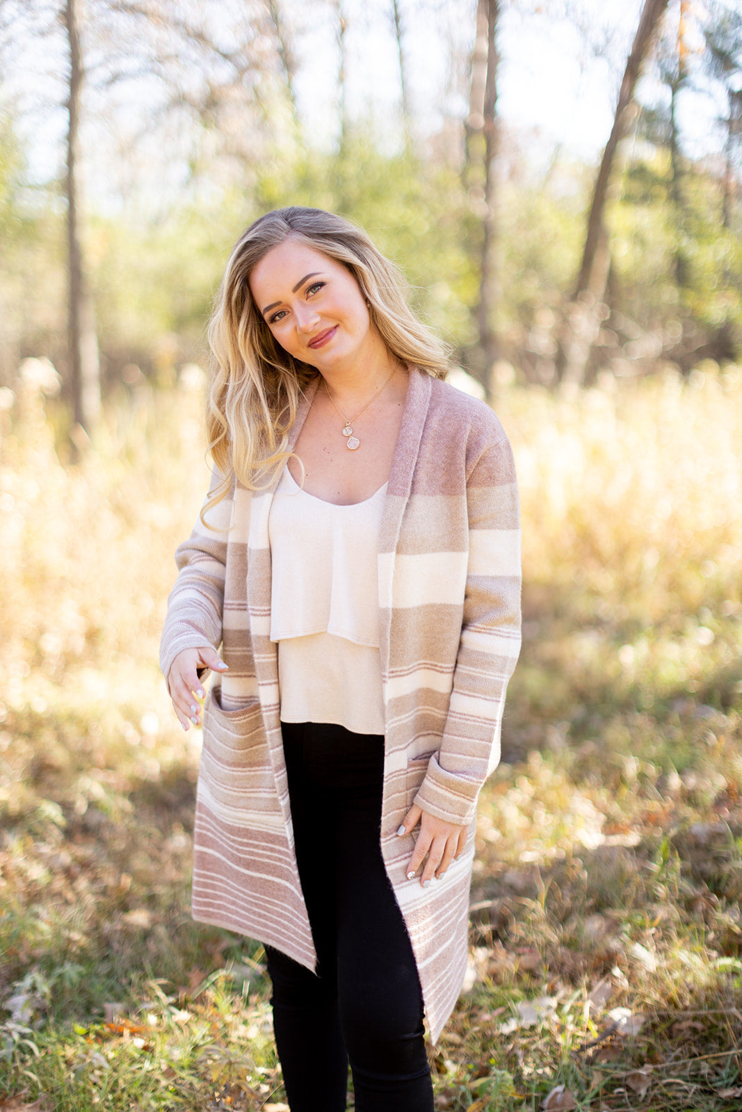 Makin' It Look Easy Taupe Stripe Heavy Cardigan - *1 LEFT*