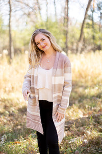 Makin' It Look Easy Taupe Stripe Heavy Cardigan - *1 LEFT*