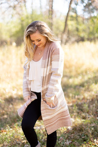 Makin' It Look Easy Taupe Stripe Heavy Cardigan - *1 LEFT*
