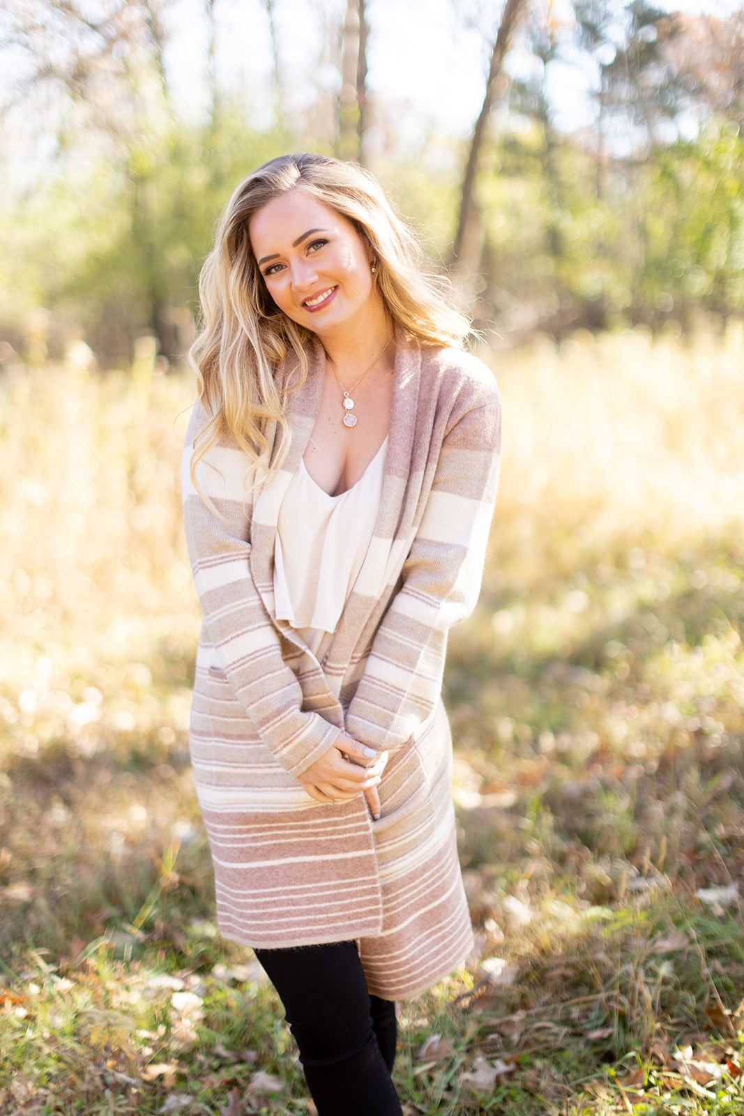 Makin' It Look Easy Taupe Stripe Heavy Cardigan - *1 LEFT*