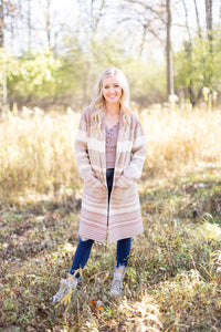 Makin' It Look Easy Taupe Stripe Heavy Cardigan - *1 LEFT*