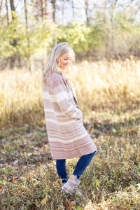 Makin' It Look Easy Taupe Stripe Heavy Cardigan - *1 LEFT*