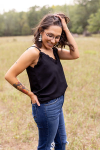 For The Girls Black Ruffle Tank - *LOW STOCK*