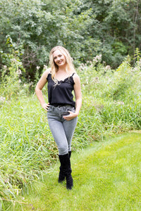 For The Girls Black Ruffle Tank - *LOW STOCK*