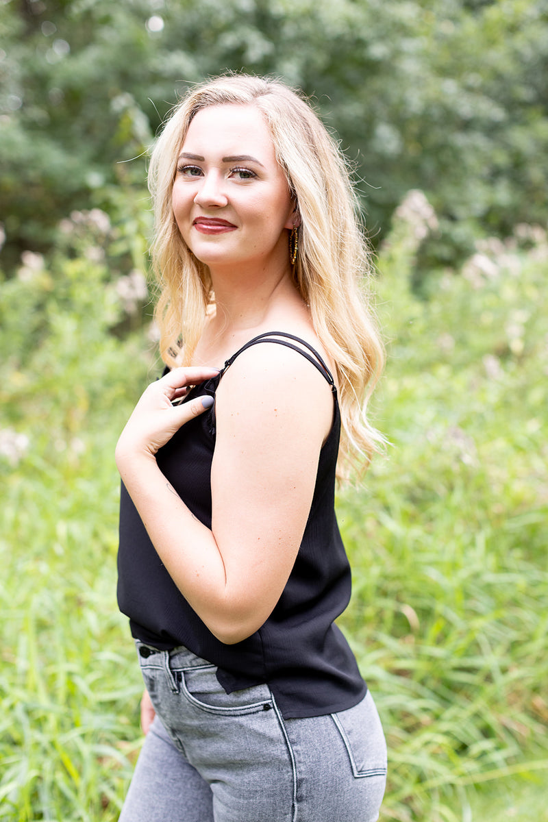 For The Girls Black Ruffle Tank - *LOW STOCK*
