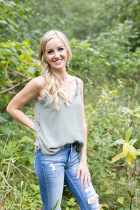 For The Girls Sage Ruffle Tank - *LOW STOCK*
