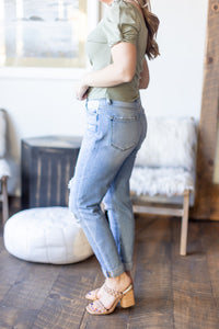 Wherever We Go High Rise Destructed Mom Jean - *LOW STOCK*