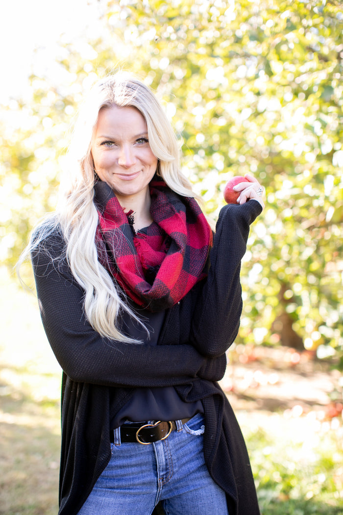 Just Chillin' Red Plaid Infinity Scarf - *1 LEFT*
