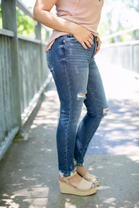 Love Of Fall Destructed High Rise Ankle Skinny